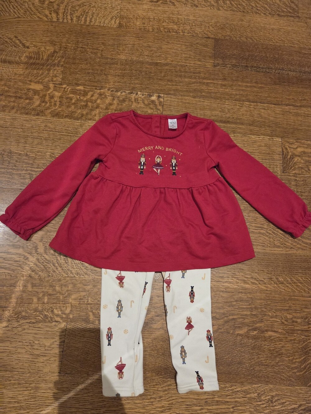 Carter's Red Cozy French Terry Nutcracker Ballerina Peplum Top & Leggings